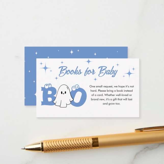 Cartão De Informações Pequenos Livros De Chá de fraldas De Halloween Par (Frente/Verso In Situ)