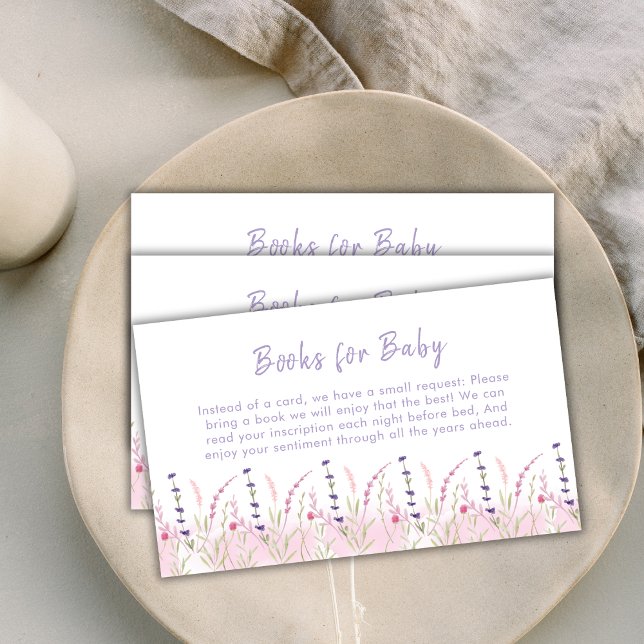 Cartão De Informações Pequenos Livros De Jardim De Flor Selvagem Para Ch (Little Wildflower Garden Books For Baby Shower Enclosure Card)