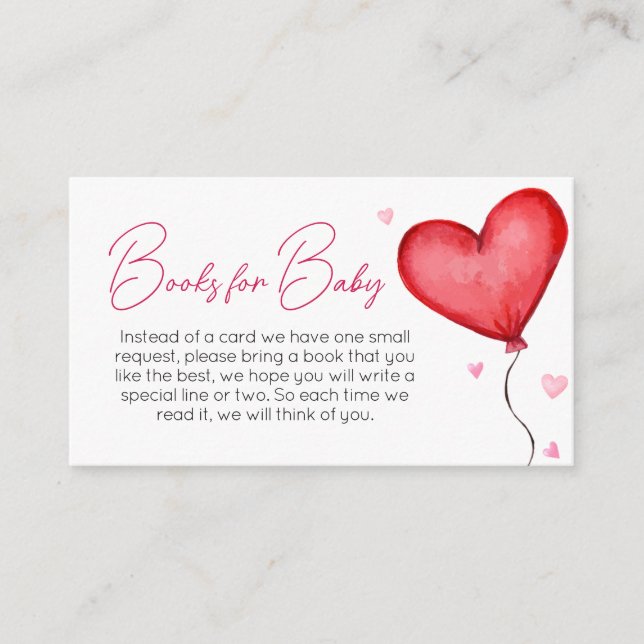 Cartão De Informações Pequenos Livros de Namorados Vermelho para Bebê (Frente)