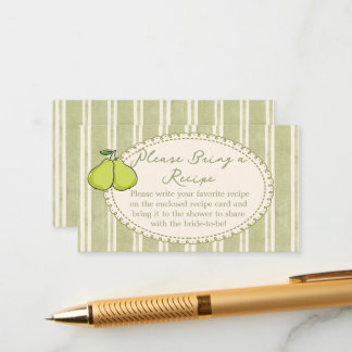Cartão De Informações Perfect pair pear bridal shower recipe