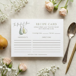Cartão De Informações Perfect Pair Pear Bridal Shower Recipe Card