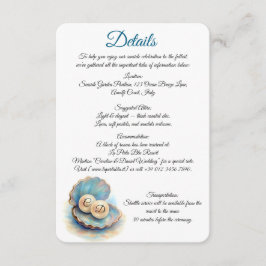 Cartão De Informações Pérolas de Casamento de Praia Shell Elegant Ocean 