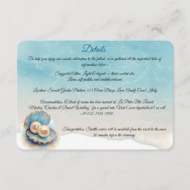 Cartão De Informações Pérolas de Casamento de Praia Shell Elegant Ocean 