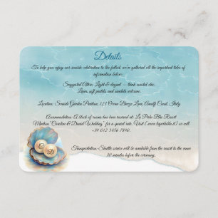 Cartão De Informações Pérolas de Casamento de Praia Shell Elegant Ocean