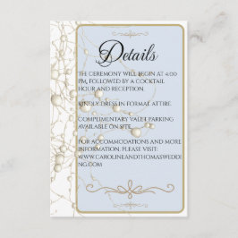 Cartão De Informações Pérolas Douradas de Pérola Elegante Casamento Româ