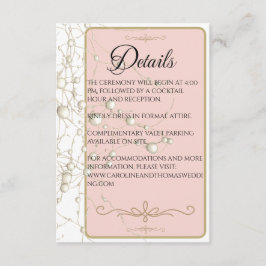 Cartão De Informações Pérolas Douradas de Pérola Elegante Casamento Româ