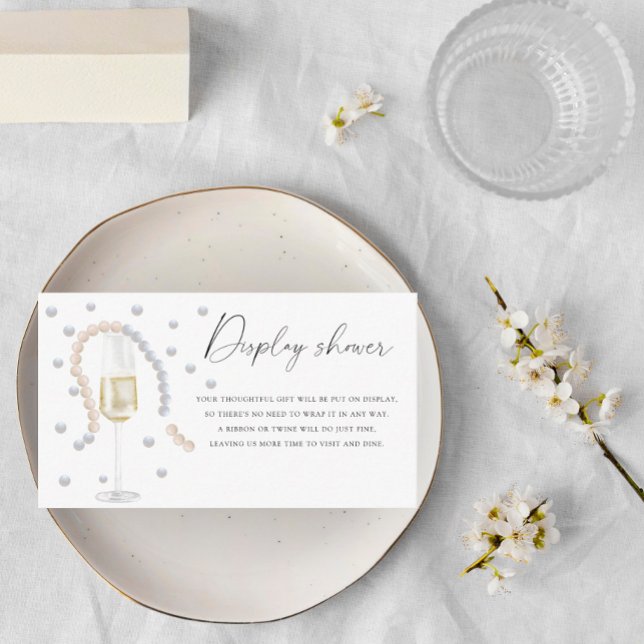 Cartão De Informações Pérolas e Prosecco - chá de exibição (Criador carregado)