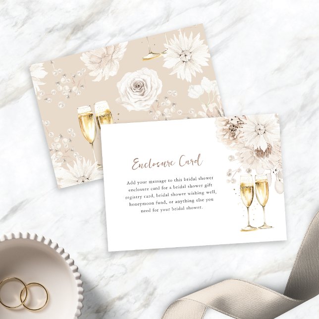 Cartão De Informações Pérolas Elegantes e Prosecco (Elegant Pearls and Prosecco Enclosure Card
)