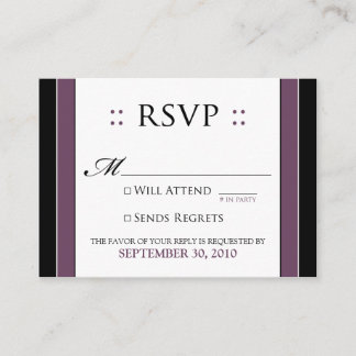Cartão De Informações ::personalizado: Basta Elegante RSVP EggPlant de 3