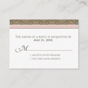 Cartão De Informações :personalizado: RSVP de Chocolate/Damasco Rosa 3,5