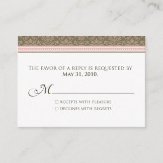 Cartão De Informações :personalizado: RSVP de Chocolate/Damasco Rosa 3,5