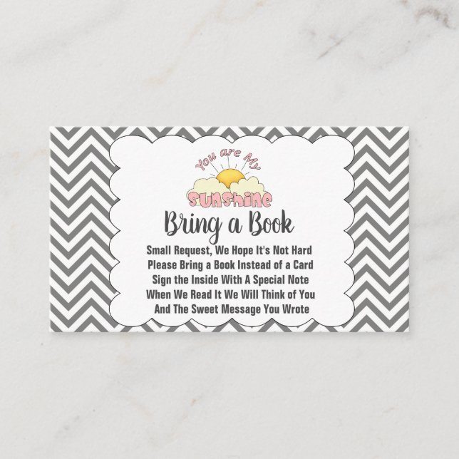 Cartão De Informações Personalizado Você É Meu Sol Traga Um Livro (Frente)