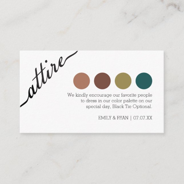 Cartão De Informações Personalizar Código de Vestido de Roubo de Casamen (Frente)