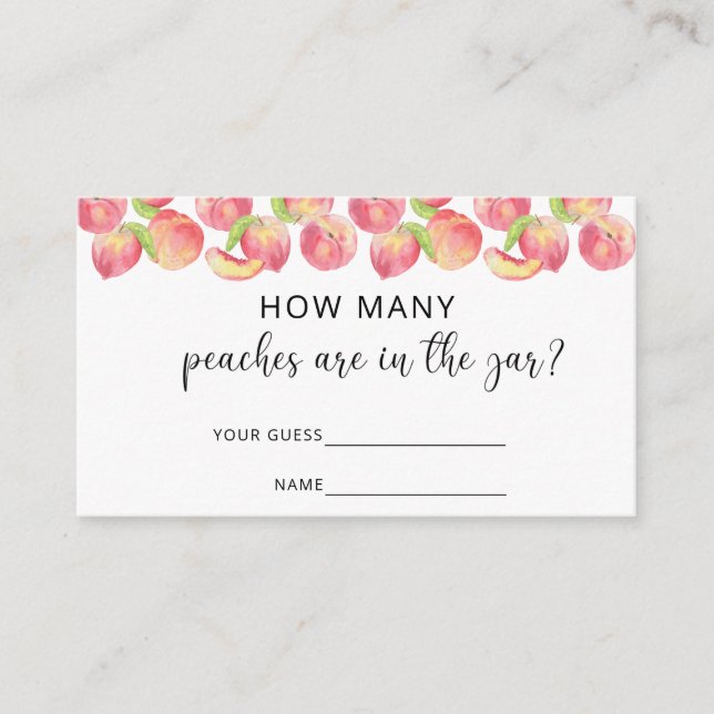 Cartão De Informações Pêssego aquarela quantos pêssegos estão no pote (Frente)