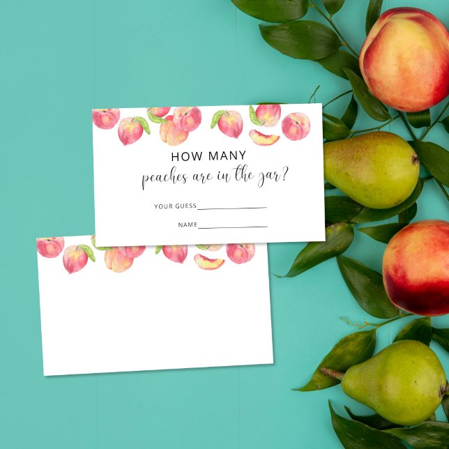 Cartão De Informações Pêssego aquarela quantos pêssegos estão no pote (Criador carregado)