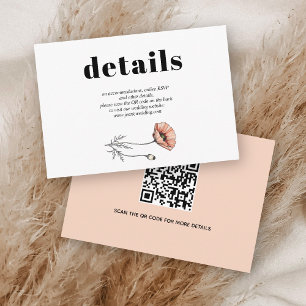 Cartão De Informações Pêssego cor-de-rosa flores de papoila QR detalhes 