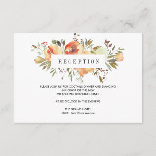 Cartão De Informações Pêssego dos Sonhos Recepção de Casamento Floral