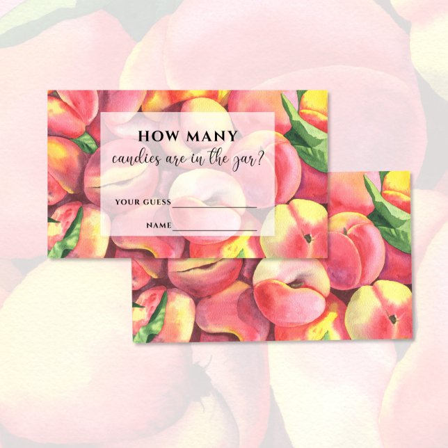 Cartão De Informações Pêssegos aquarela quantos doces há na jarra (Criador carregado)