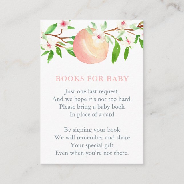 Cartão De Informações Pêssegos Construem Chá de fraldas da Biblioteca da (Frente)