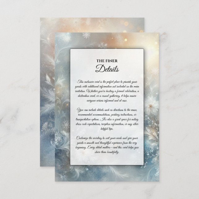 Cartão De Informações Pétalas congeladas num Ouro Casamento de Névoa de  (Frente/Verso)