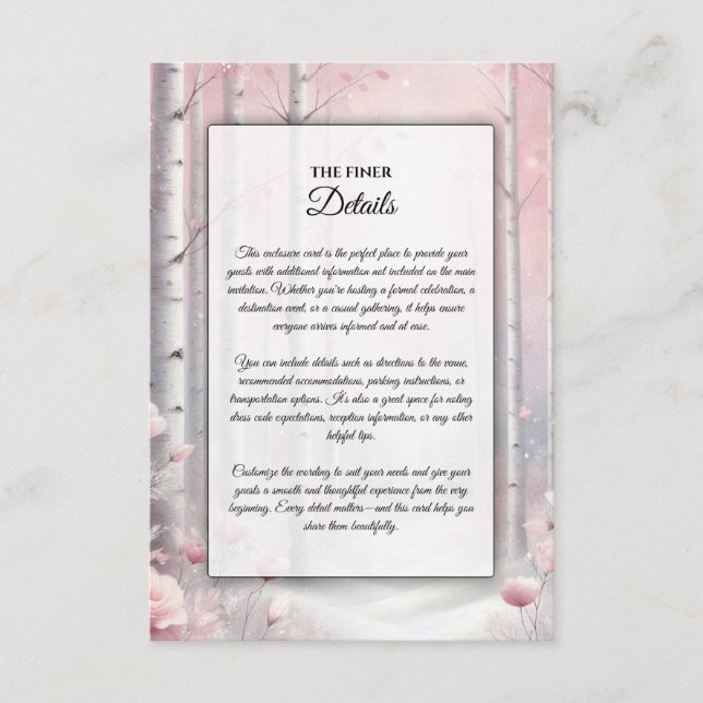 Cartão De Informações Pétalas de fosco num Casamento de Woodland de inve (Frente)