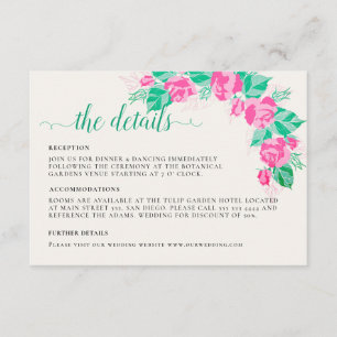 Cartão De Informações Pétalas de Rosa Verde Rosa Flores Jardim Casamento