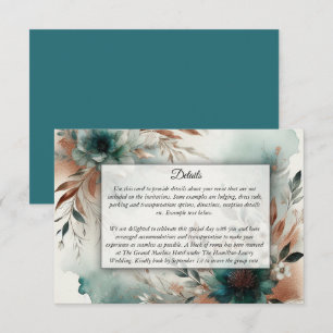 Cartão De Informações Pétalas de Teal no Casamento de Sangue de Bronze