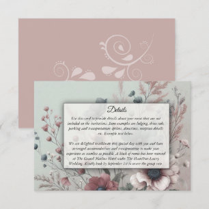 Cartão De Informações Pétalas Escuras e Serenidade Suave Floral