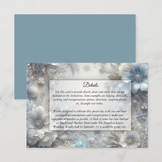 Cartão De Informações Pétalas Neves no Casamento Sanguíneo Congelado (Frente/Verso)