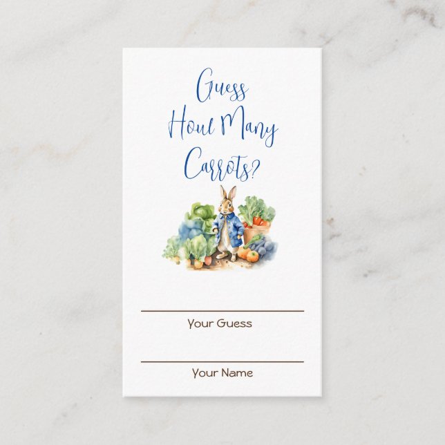 Cartão De Informações Peter Coelho adivinha quantas cenouras (Frente)