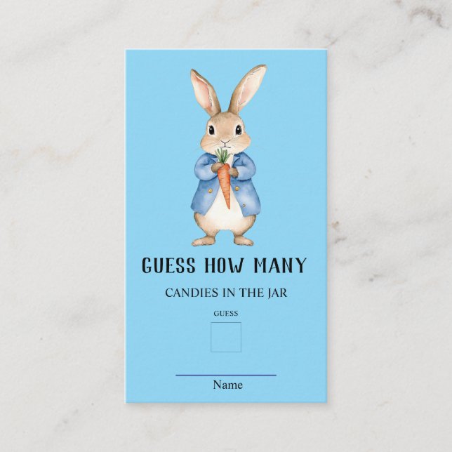 Cartão De Informações Peter Rabbit adivinha quantos jogos de Chá de fral (Frente)
