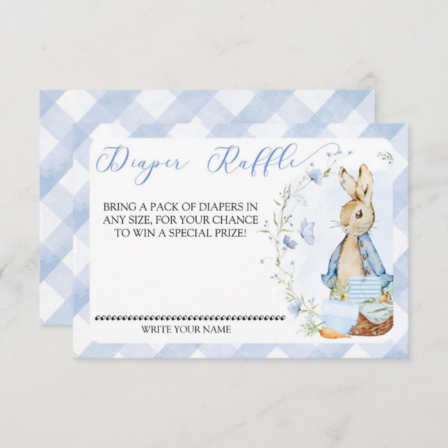 Cartão De Informações Peter Rabbit Baby Boy - Fralda Raffle Insert Card (Frente/Verso)