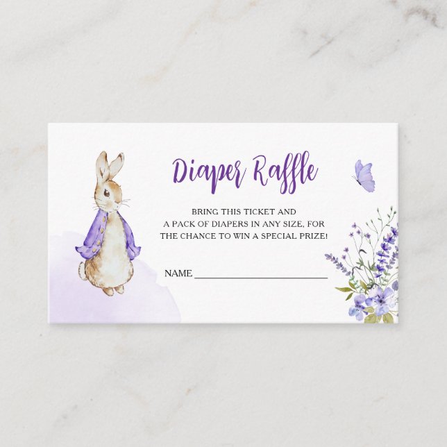 Cartão De Informações Peter Rabbit Fralda Raffle (Frente)