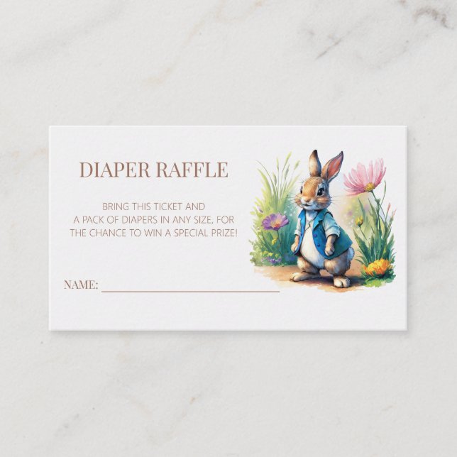 Cartão De Informações Peter Rabbit Fralda Raffle (Frente)