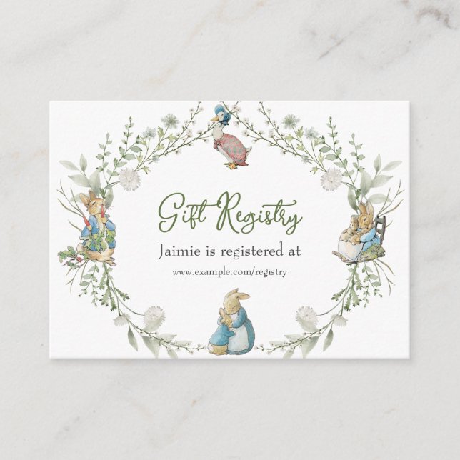 Cartão De Informações Peter Rabbit Wildflower Gift Registry (Frente)