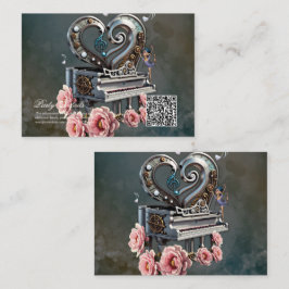 Cartão De Informações piano Steampunk com coração
