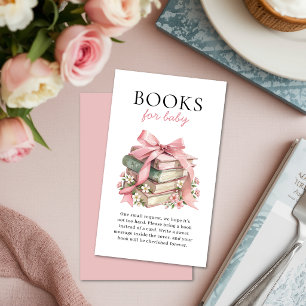 Cartão De Informações Pilha de Livros Arco Floral Rosa para Pedido de Li