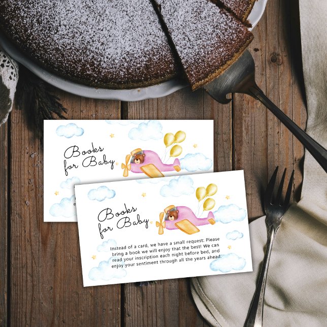 Cartão De Informações Pilot Bear Balloon Airplane Books For Baby Shower  (Pilot Bear Balloon Airplane Books For Baby Shower Enclosure Card)