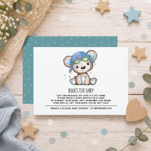 Cartão De Informações Piloto de aquarela Livros de Urso de Teddy para Be