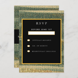 Cartão De Informações Pincel Verde Elegante com ouro e preto