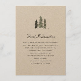 Cartão De Informações Pine Forest Wedding Insert