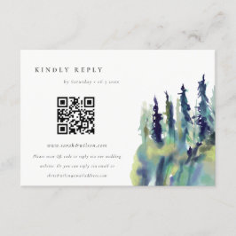 Cartão De Informações Pine Tree Mountain Landscape Casamento QR Code RSV