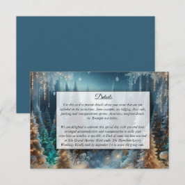 Cartão De Informações Pinheiros foscos no Casamento Brilhante de inverno