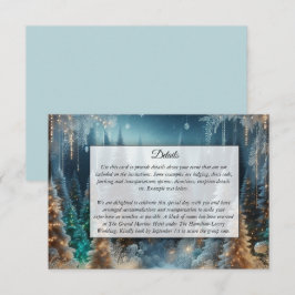 Cartão De Informações Pinheiros foscos no Casamento Brilhante de inverno