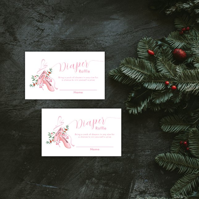 Cartão De Informações Pink Ballerina Tutu Diaper Raffle Baby Shower  (Pink Ballerina Tutu Diaper Raffle Baby Shower Enclosure Card)