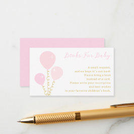 Cartão De Informações Pink Balloons Girl Baby Shower Books For Baby