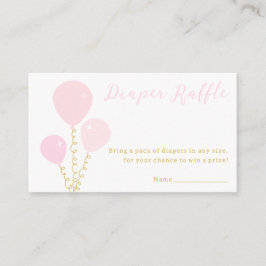 Cartão De Informações Pink Balloons Girl Baby Shower Diaper Raffle
