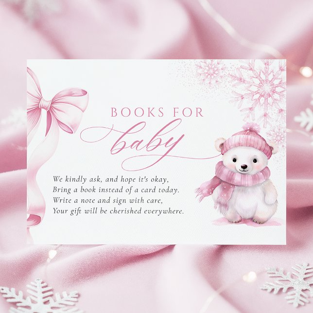 Cartão De Informações Pink Bearly Wait Books for Baby Card (Criador carregado)