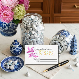 Cartão De Informações Pink birds  "Guess How Many Kisses" Bridal Game 
