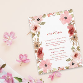 Cartão De Informações Pink Blush Floral Botanical Wedding Details